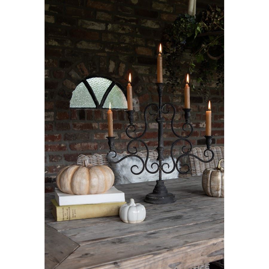 Vintage Iron Scrollwork Candelabra 18.4x5.6x19.6 in (46х14х49 cm)