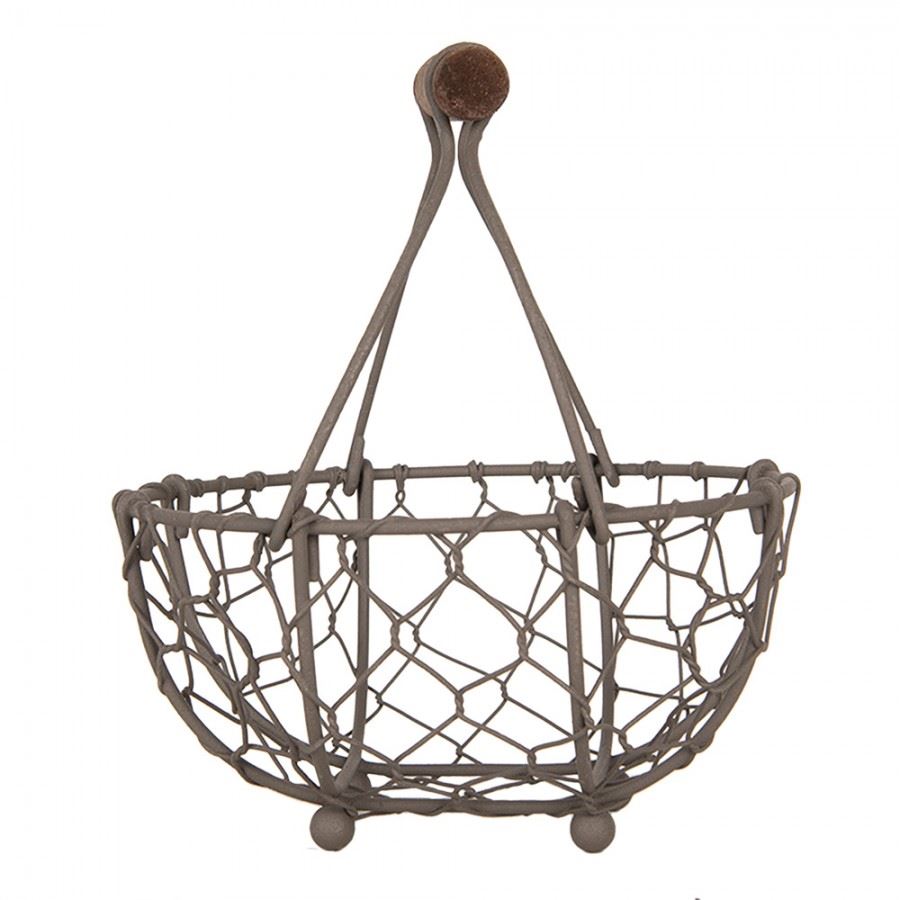 Petite Vintage French Wire Basket with Wooden Handle, 5.6х6.8 in (14*7/17 cm)