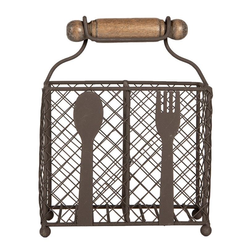 Rustic Braided Wire Cutlery Caddy – Brown Metal Table Organizer