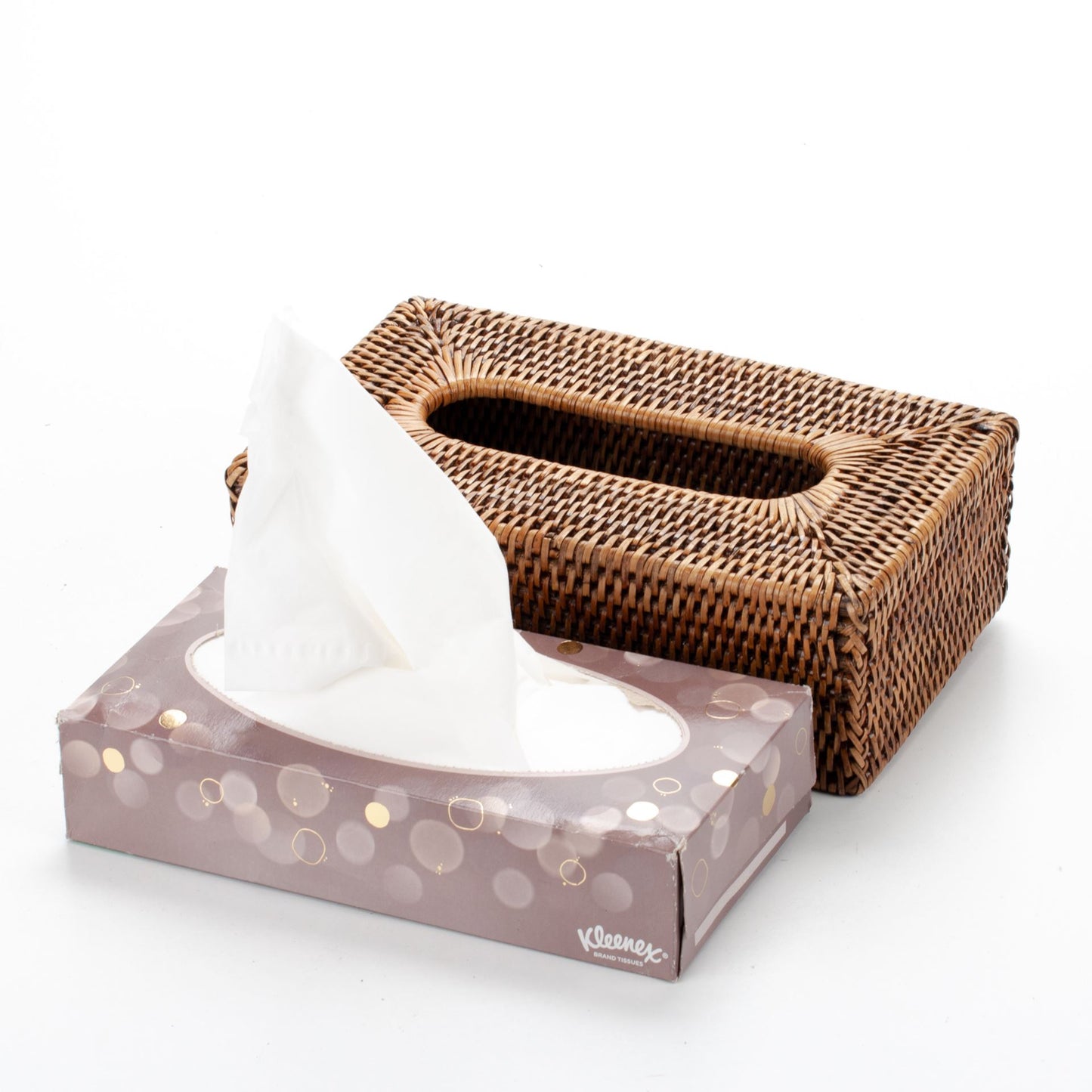 Handwoven Rattan Napkin Holder - Natural Basket for Kitchen & Dining Table, Boho Farmhouse Decor