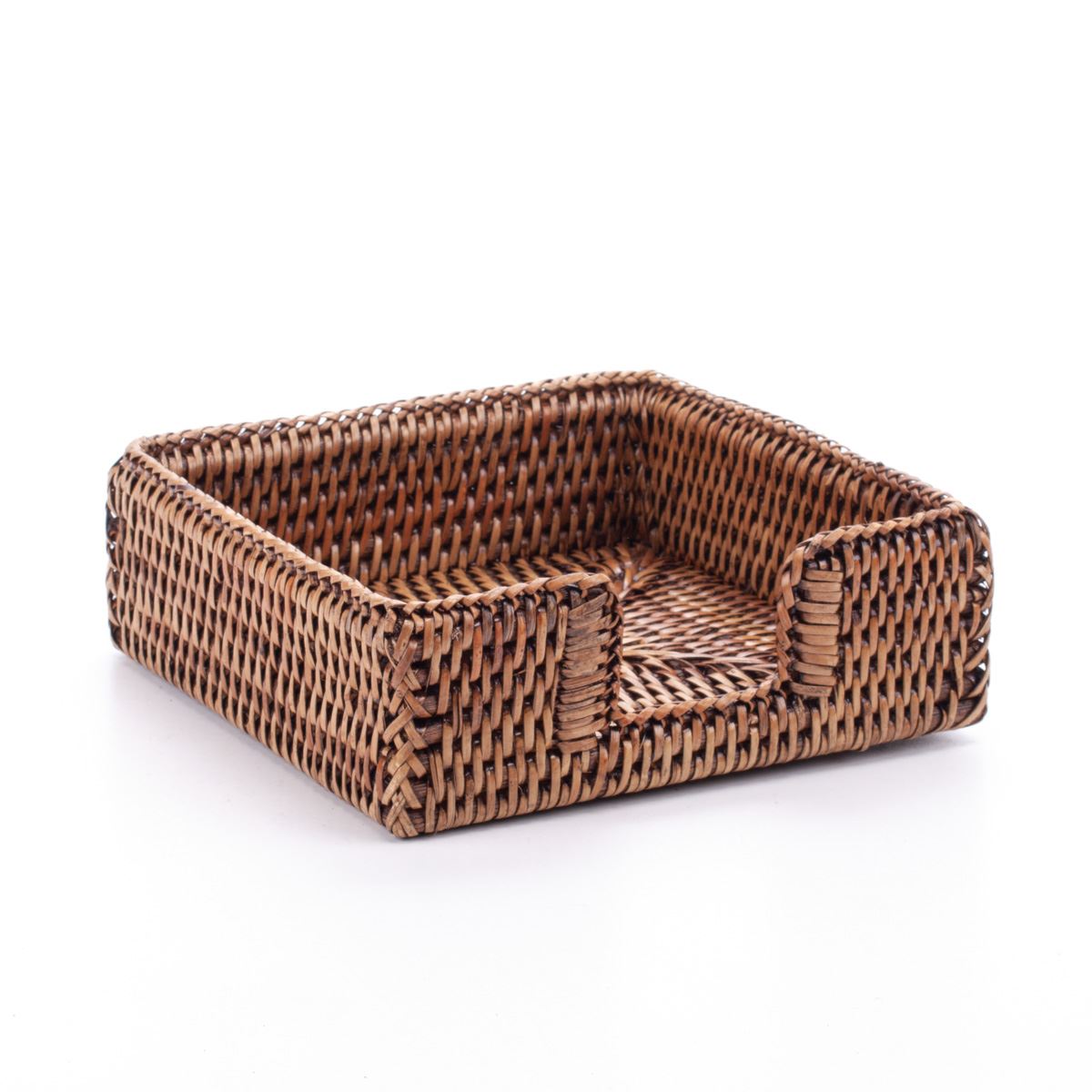 Handwoven Rattan Napkin Holder – Boho Table Decor, Natural Wicker Square Basket for Kitchen or Dining Table, Eco-Friendly Farmhouse Style