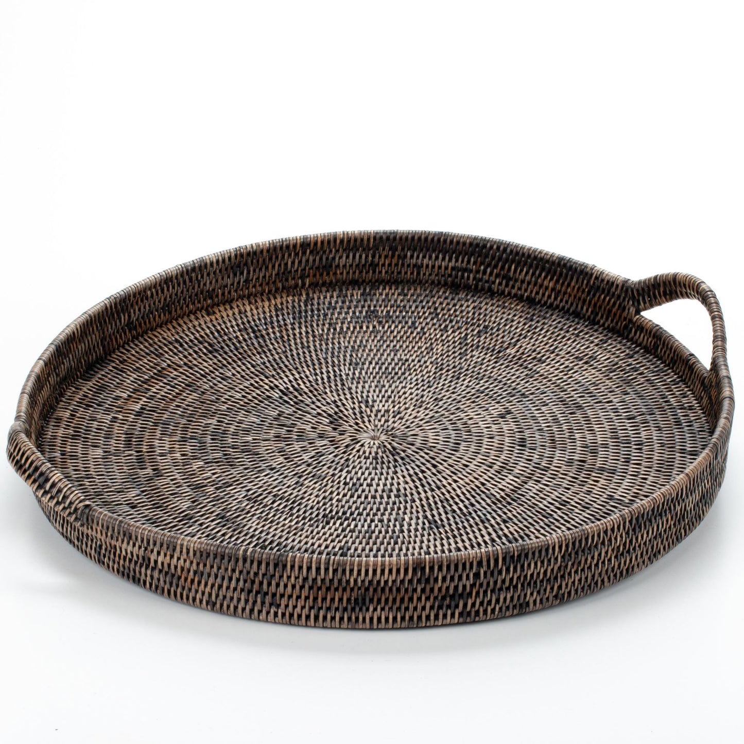 Round Tray with Handles Woven from Rattan, 56*6/10 cm, 71015-black