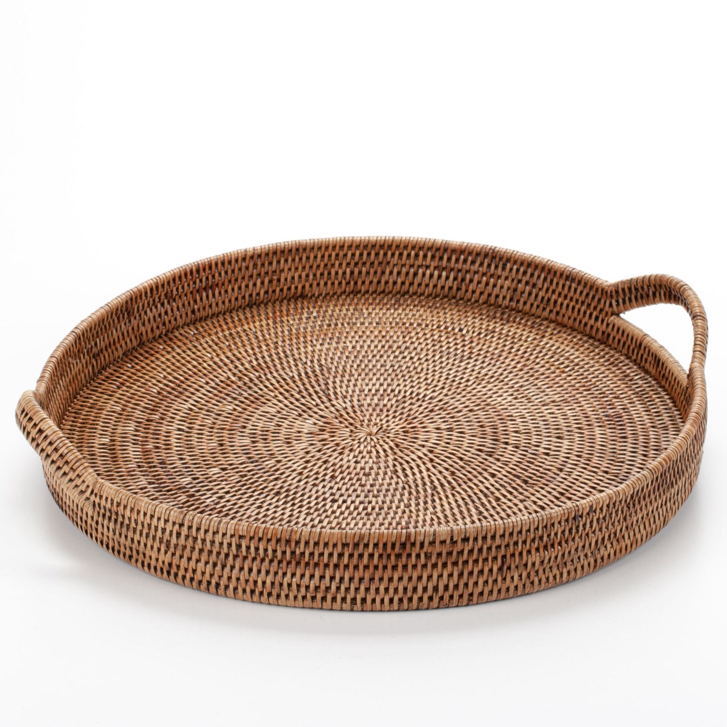 Round Tray with Handles Woven from Rattan, 56*6/10 cm, 71015-brown