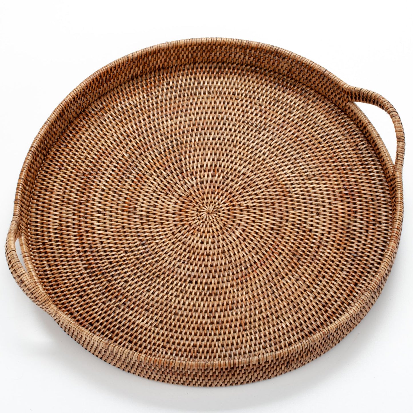 Round Tray with Handles Woven from Rattan, 56*6/10 cm, 71015-brown