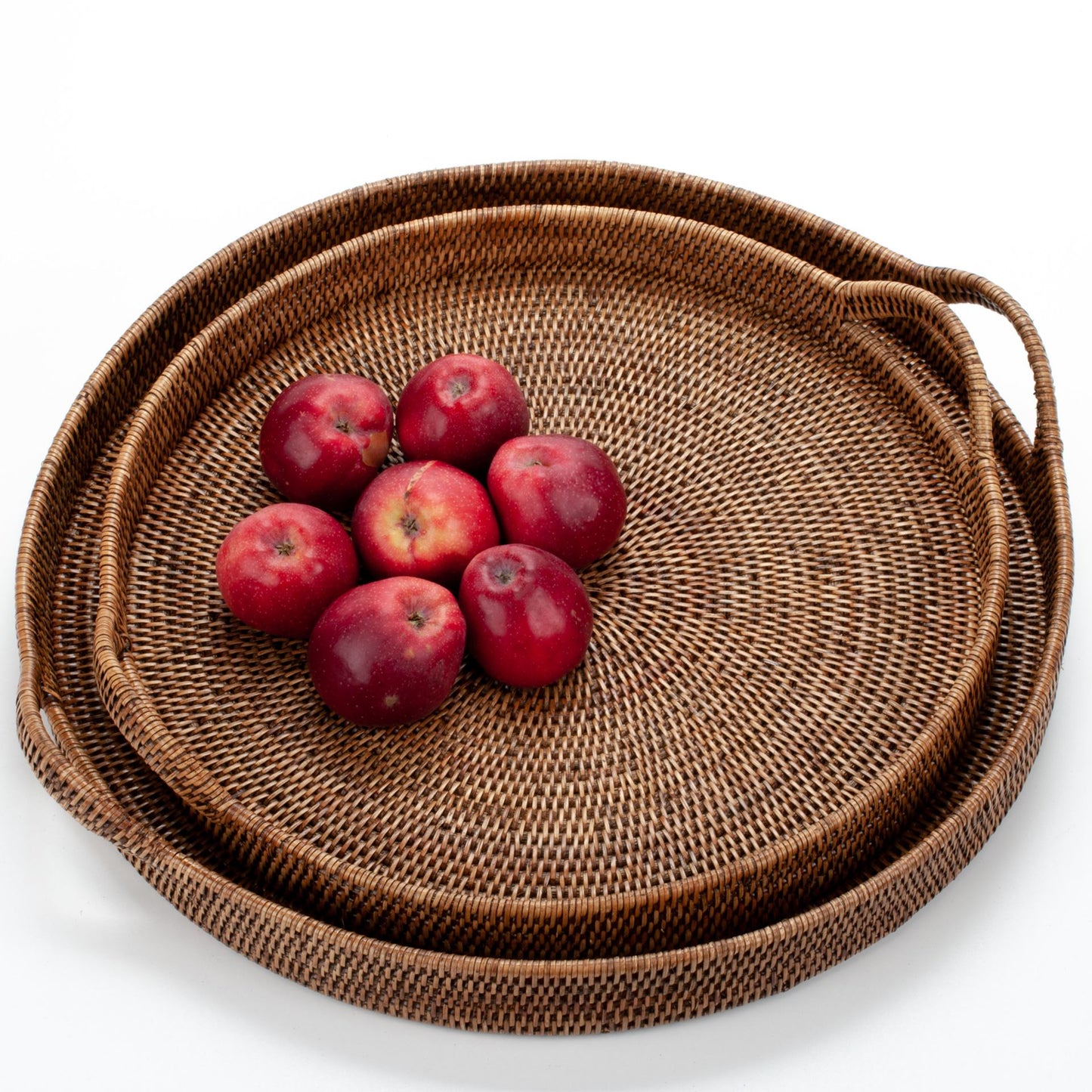 Round Tray with Handles Woven from Rattan, 56*6/10 cm, 71015-brown