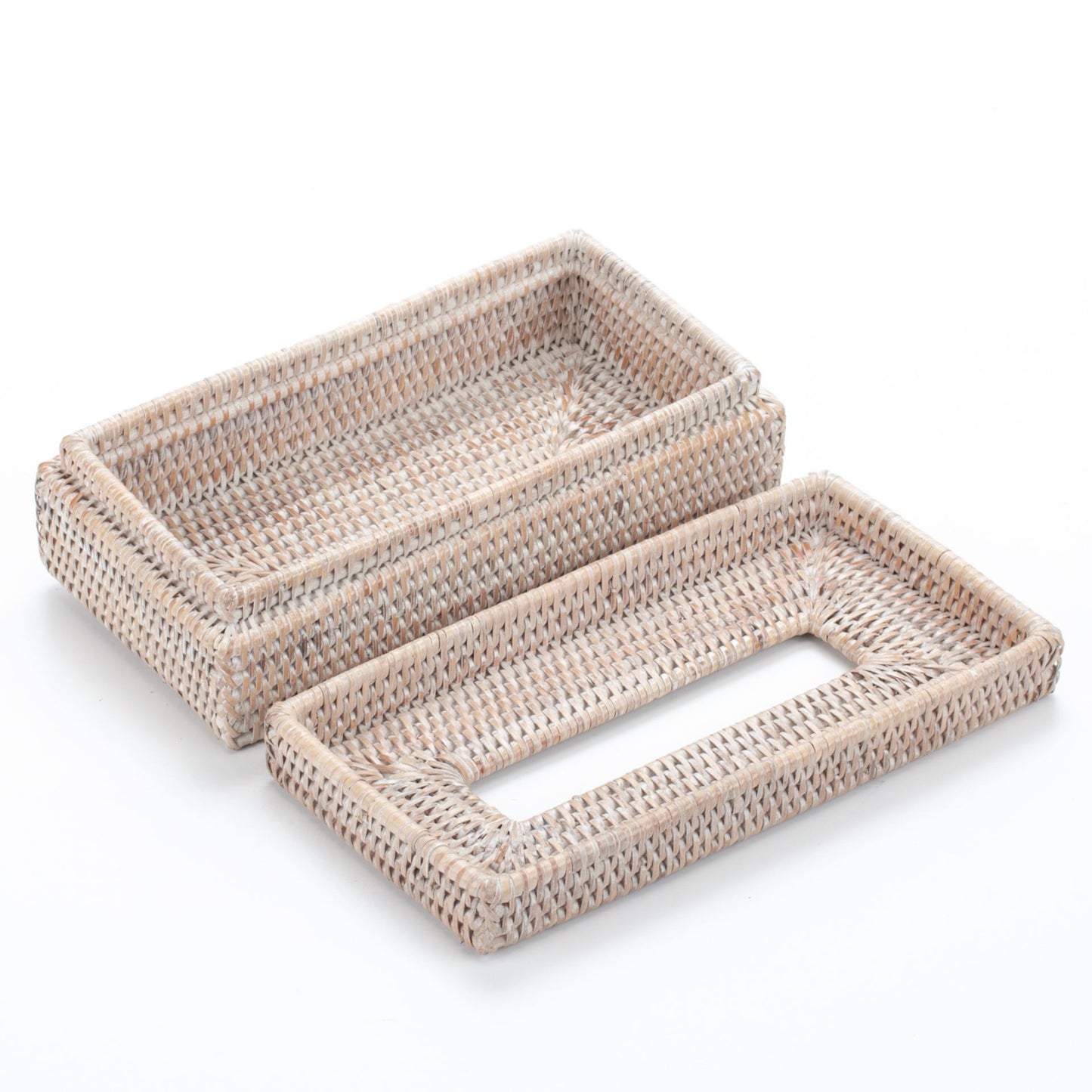 Handwoven Rattan Napkin Holder - Natural Basket for Kitchen & Dining Table, Boho Farmhouse Decor