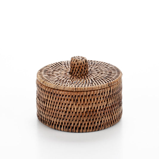 Multifunctional Wicker Storage Box, Rattan Weaving, 15x8 cm, 71020-brown