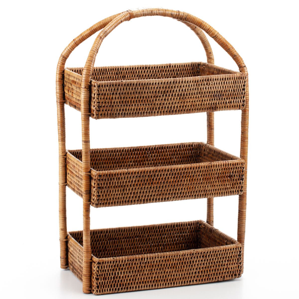 Woven Rattan Fruit Storage Rack, 35*20*56 cm, 71025-brown