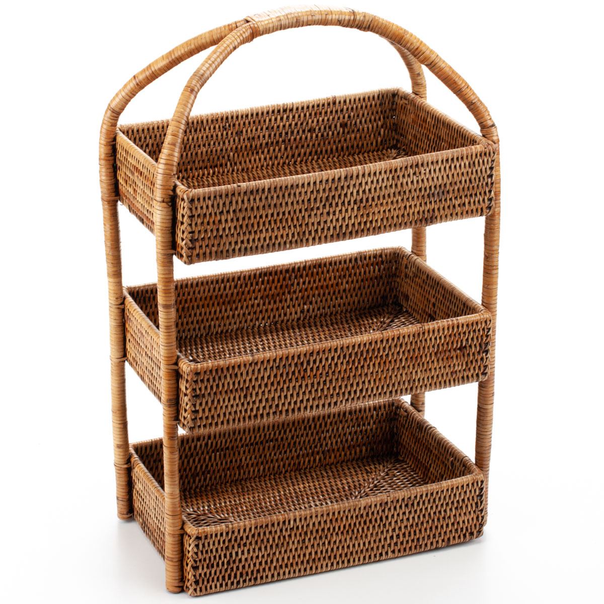 Woven Rattan Fruit Storage Rack, 35*20*56 cm, 71025-brown