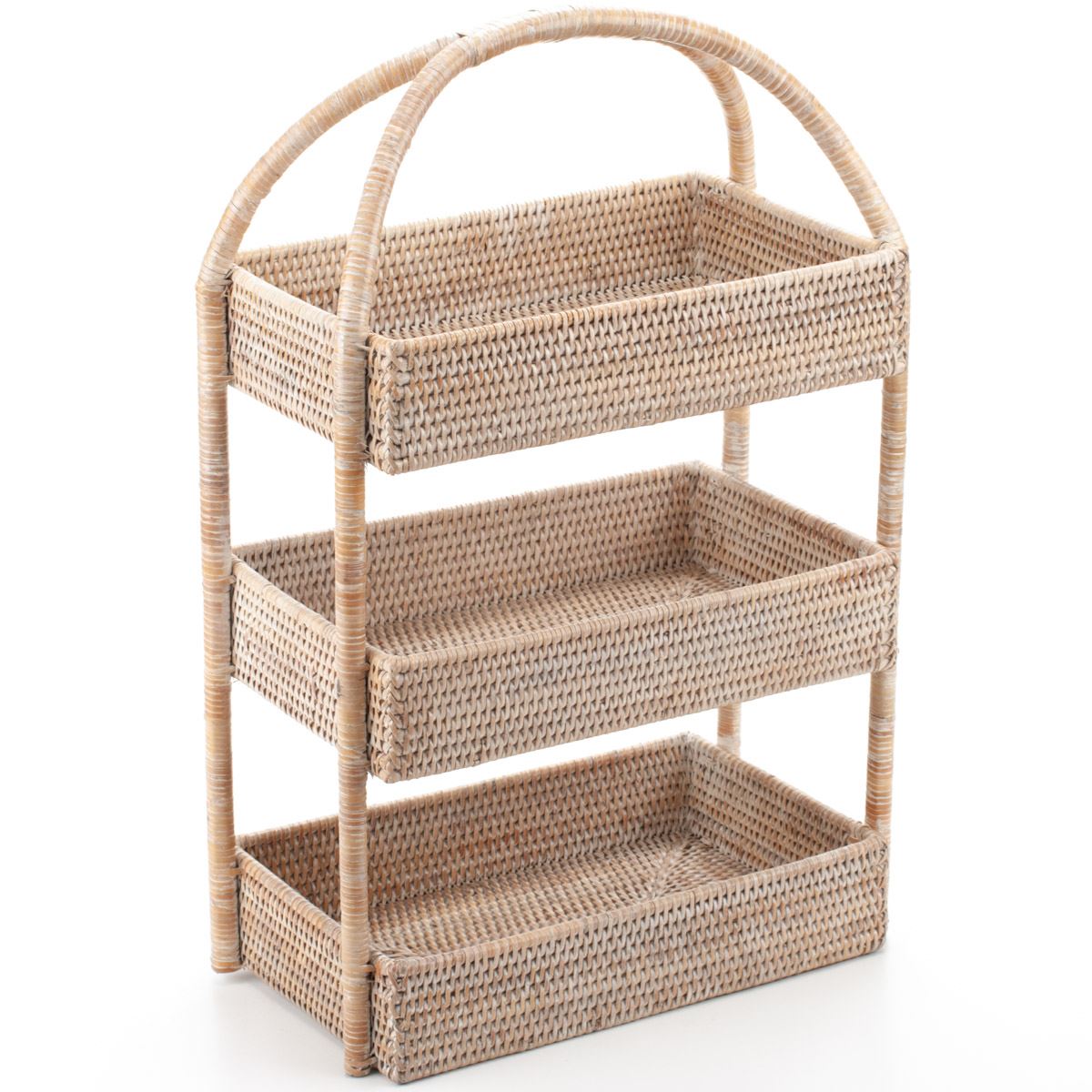 Woven Rattan Fruit Storage Stand, 35*20*56 cm, 71025-white