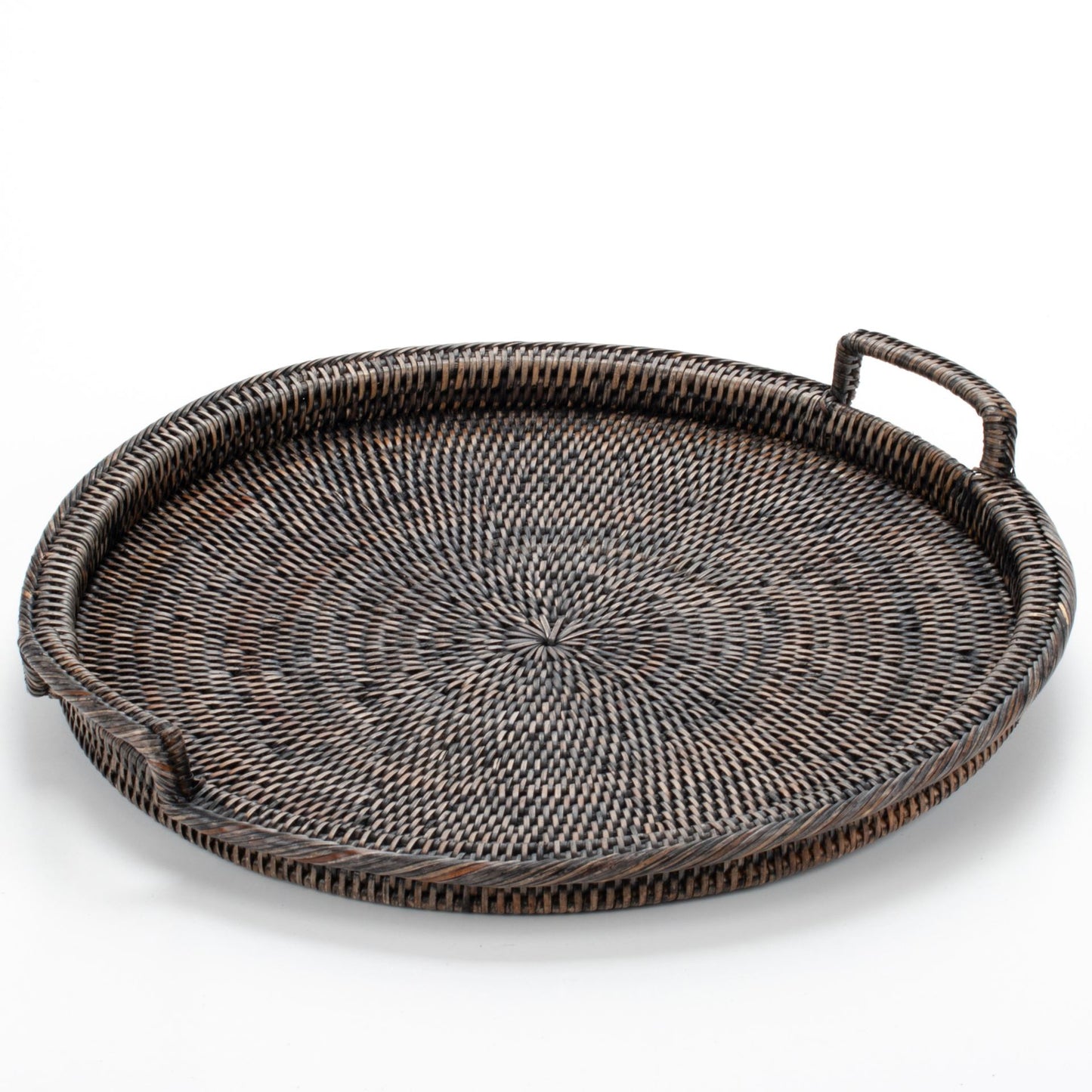 Round Tray with Handles Woven from Rattan, 48*6 cm, 71026-black