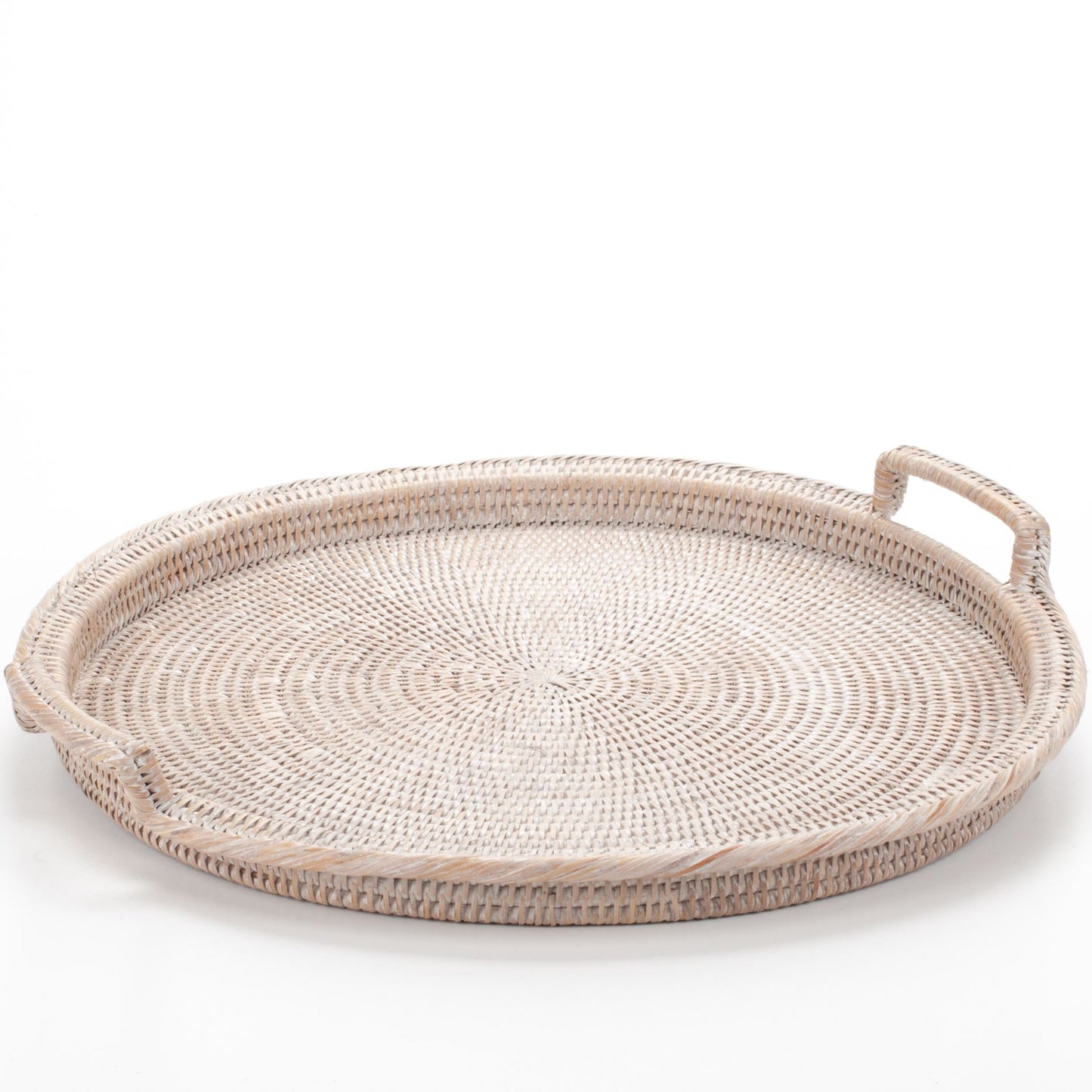 Round Tray with Handles Woven from Rattan, 48*6 cm, 71026-white