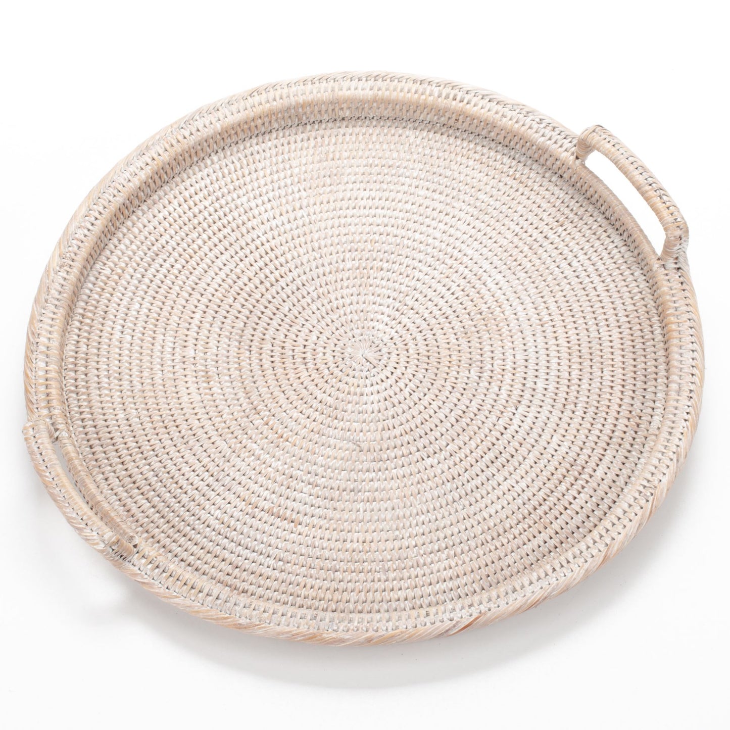 Round Tray with Handles Woven from Rattan, 48*6 cm, 71026-white