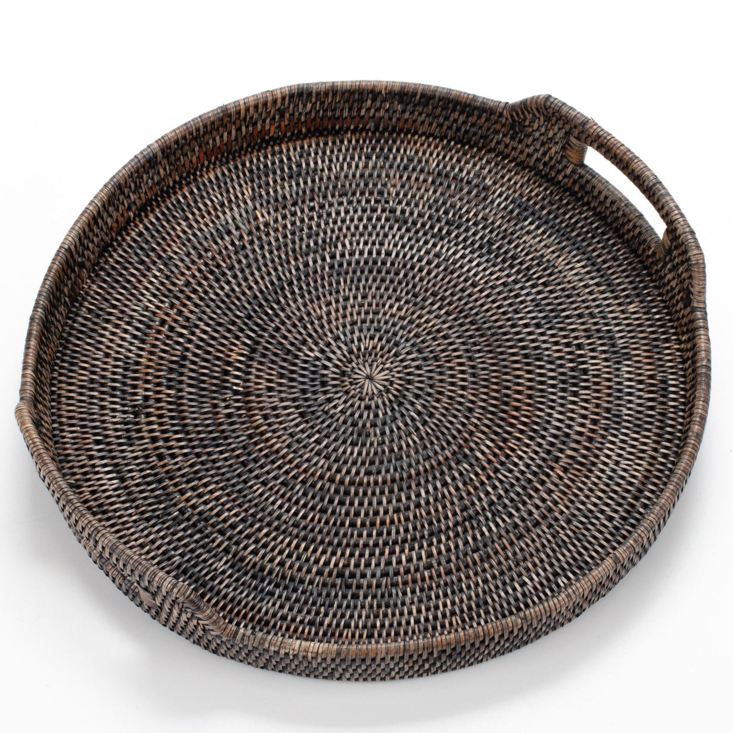 Round Tray with Handles Woven from Rattan, 48*5/9 cm, 71037-black