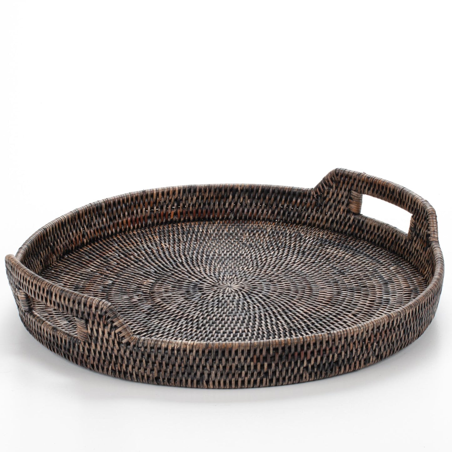 Round Tray with Handles Woven from Rattan, 48*5/9 cm, 71037-black