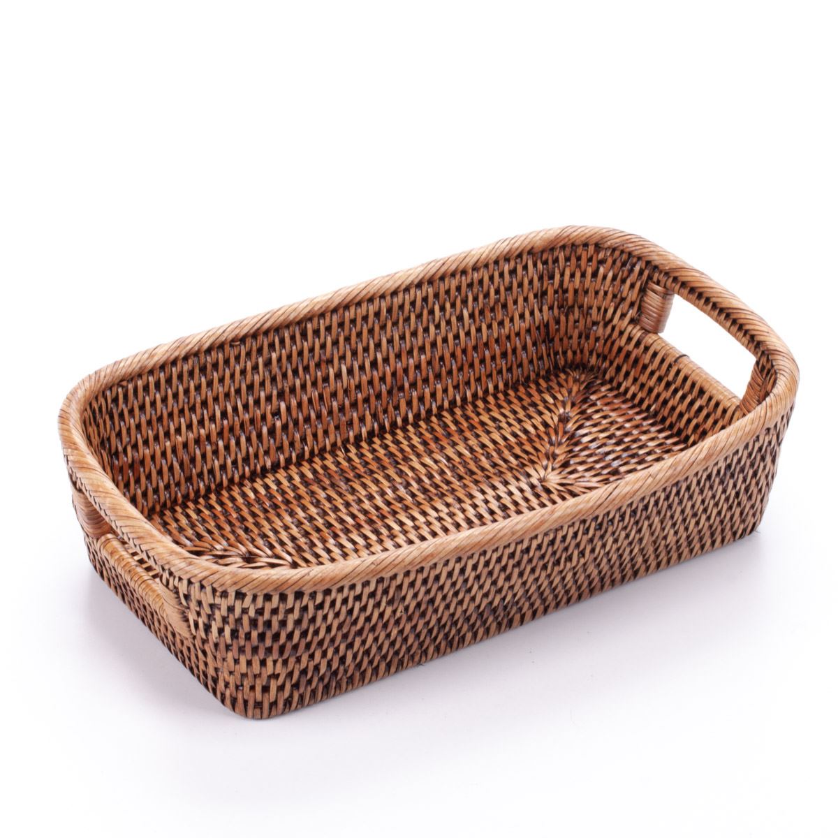 Bread Basket with Handles, Handwoven from Natural Rattan, 33*20*8 cm, 71040-brown
