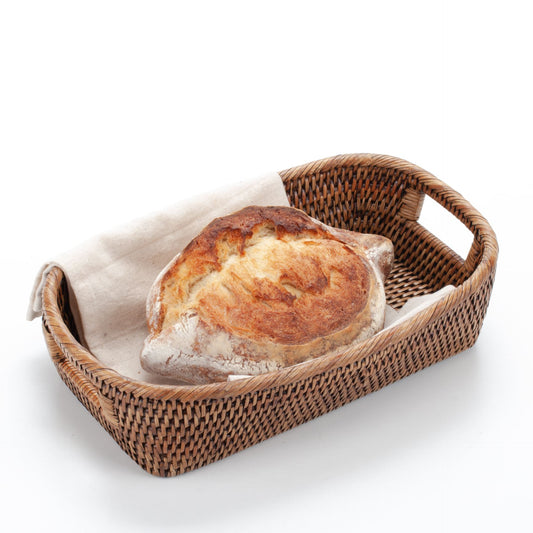 Bread Basket with Handles, Handwoven from Natural Rattan, 33*20*8 cm, 71040-brown