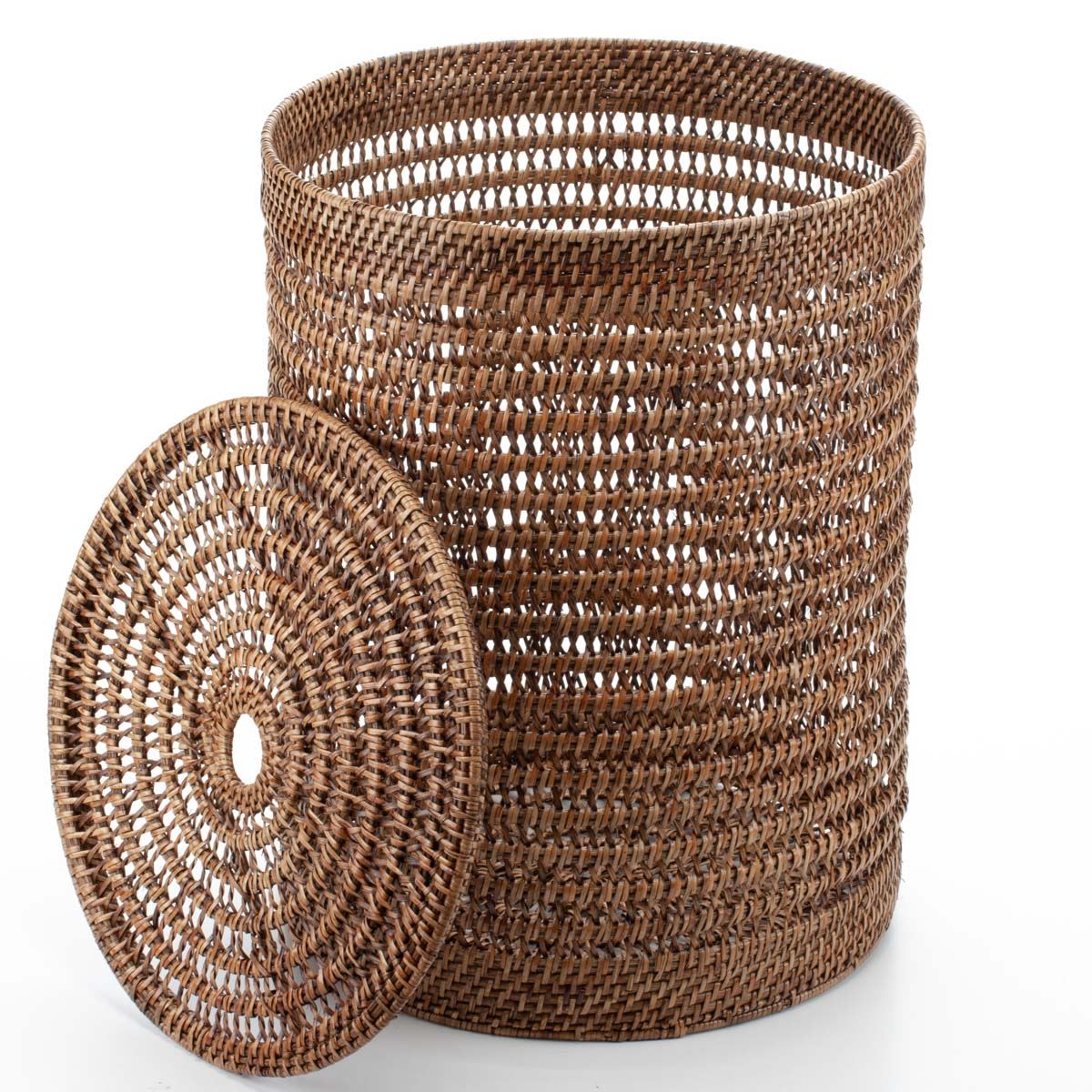 Wicker Laundry Basket with Lid Made of Rattan, 38*50 cm, 71046-brown