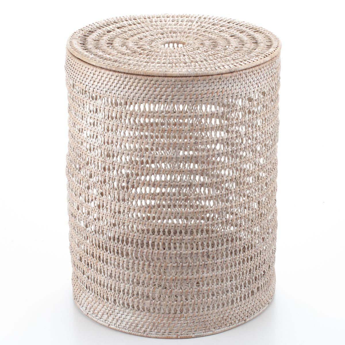Wicker Laundry Basket with Lid Made of Rattan, 38*50 cm, 71046-white