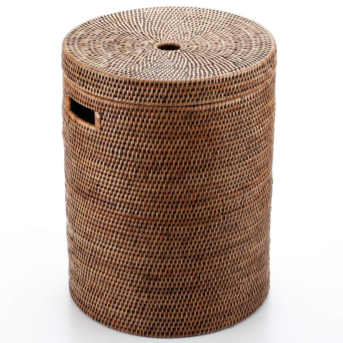 Laundry Basket with Lid Woven from Rattan, 38*51 cm, 71049-brown