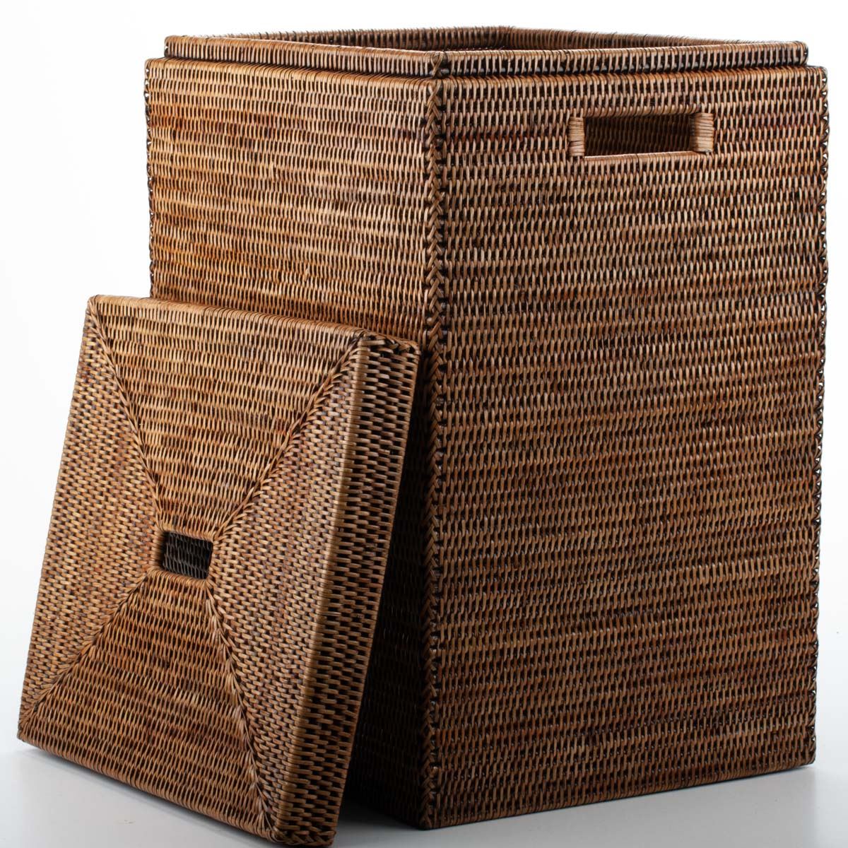 Wicker Laundry Basket with Lid Woven from Rattan Helen, 40*35*57 cm, 71050-brown