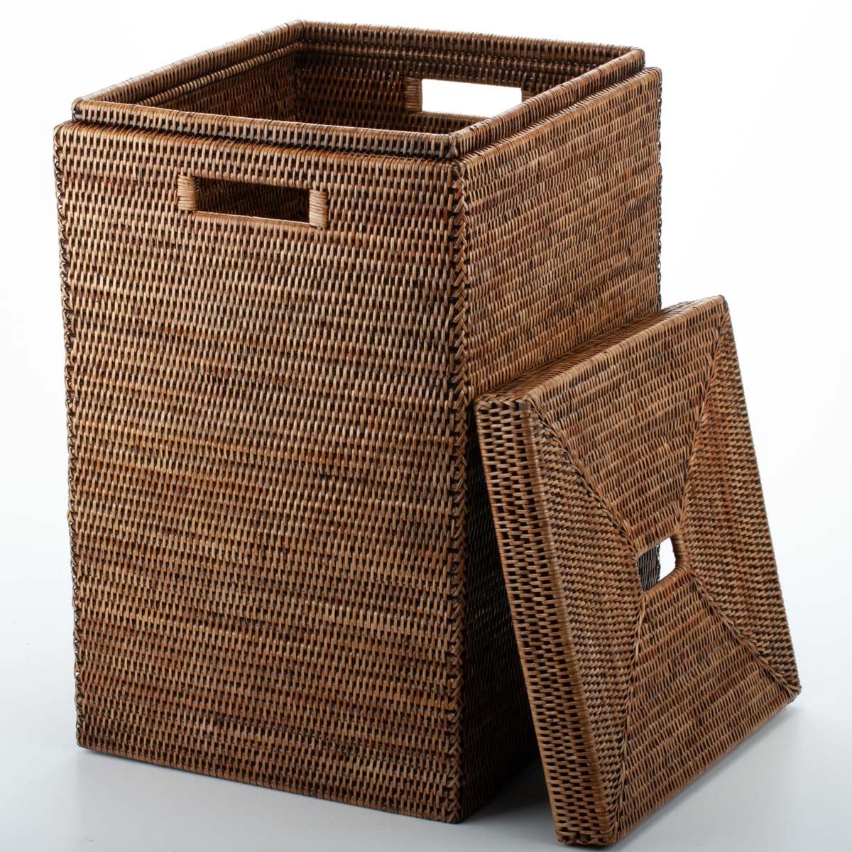 Wicker Laundry Basket with Lid Woven from Rattan Helen, 40*35*57 cm, 71050-brown