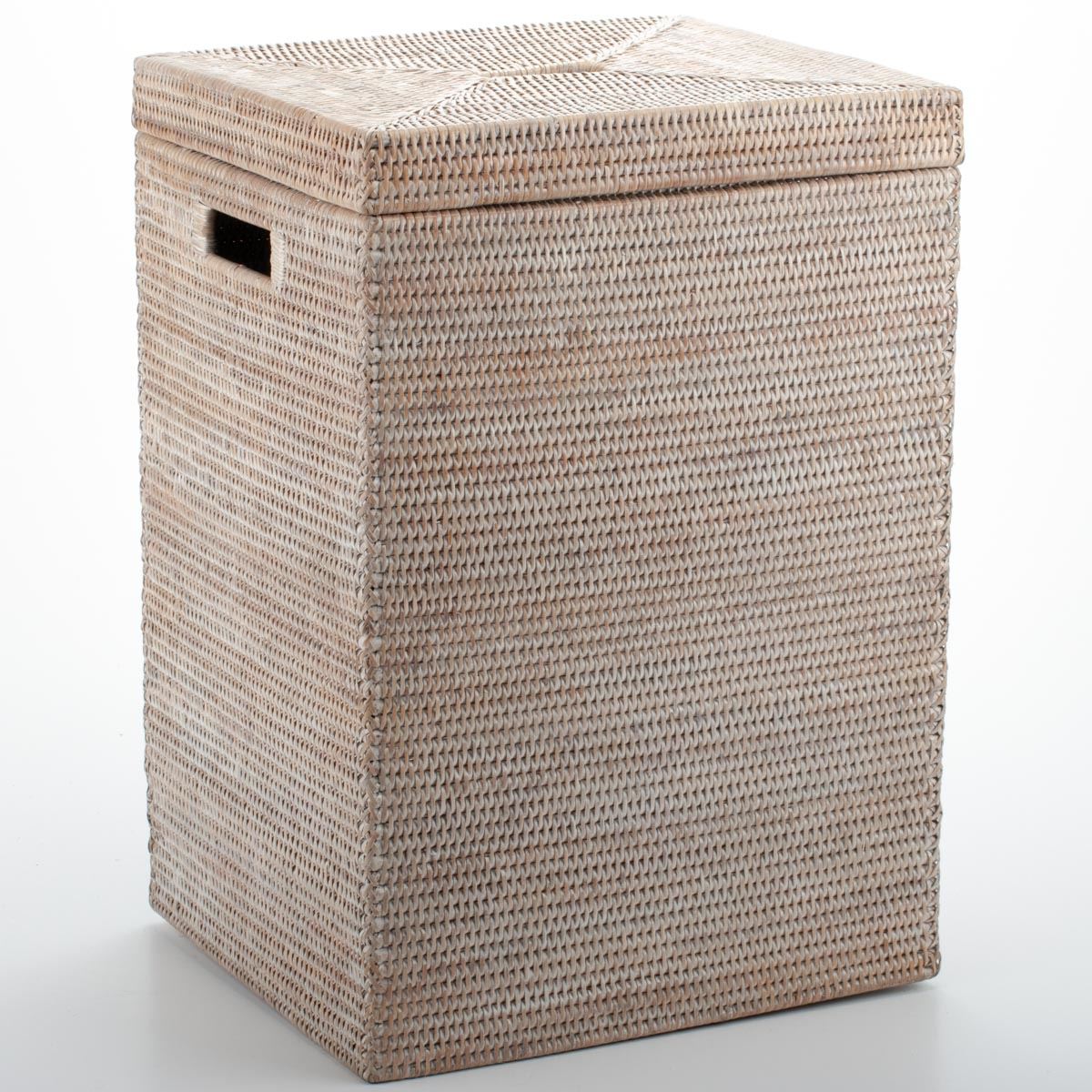 Helen Wicker Laundry Basket with Lid Made of Rattan, 40*35*57 cm, 71050-white