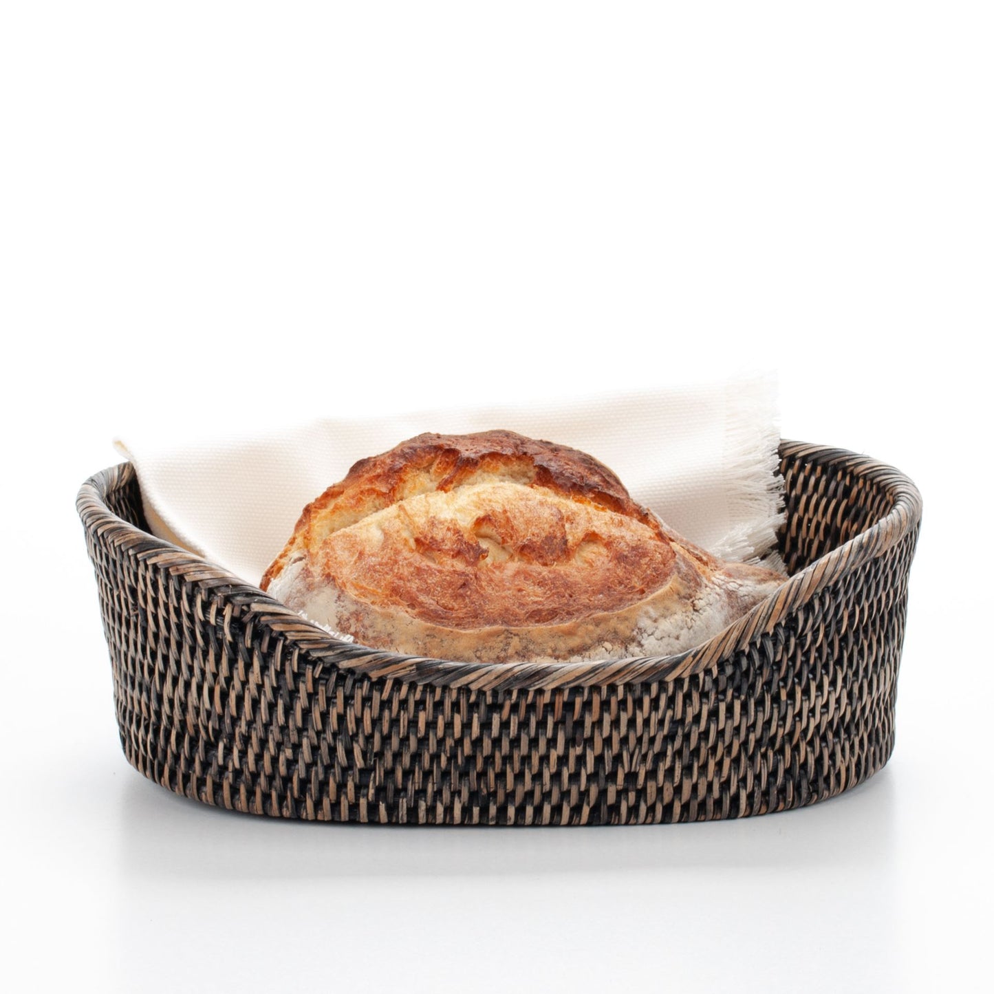 Handwoven Breadbasket Made of Natural Rattan, 30*21*7/10 cm, 71061-black