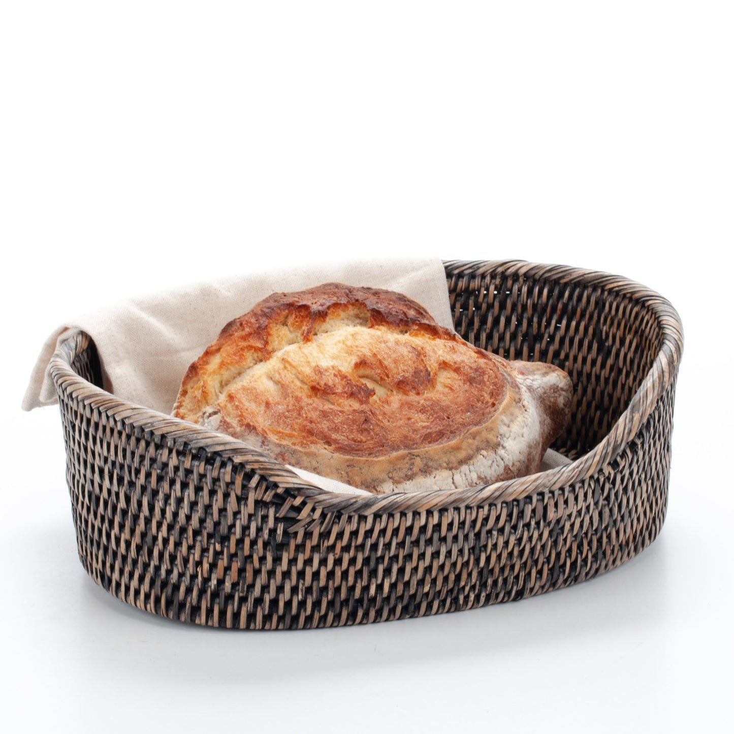 Handwoven Breadbasket Made of Natural Rattan, 30*21*7/10 cm, 71061-black