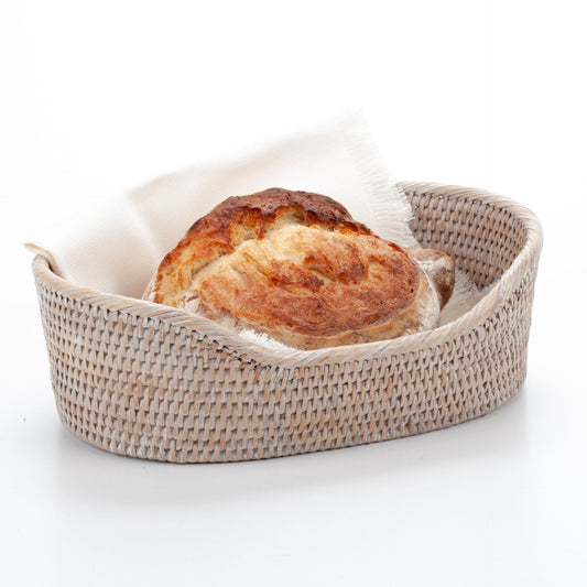 Handwoven Bread Basket Made of Natural Rattan, 30*21*7/10 cm, 71061-white