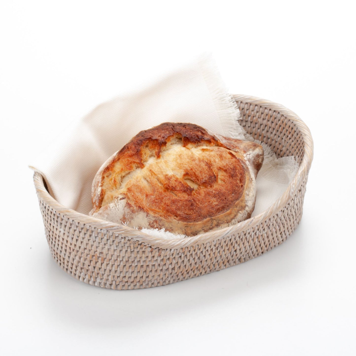 Handwoven Bread Basket Made of Natural Rattan, 30*21*7/10 cm, 71061-white