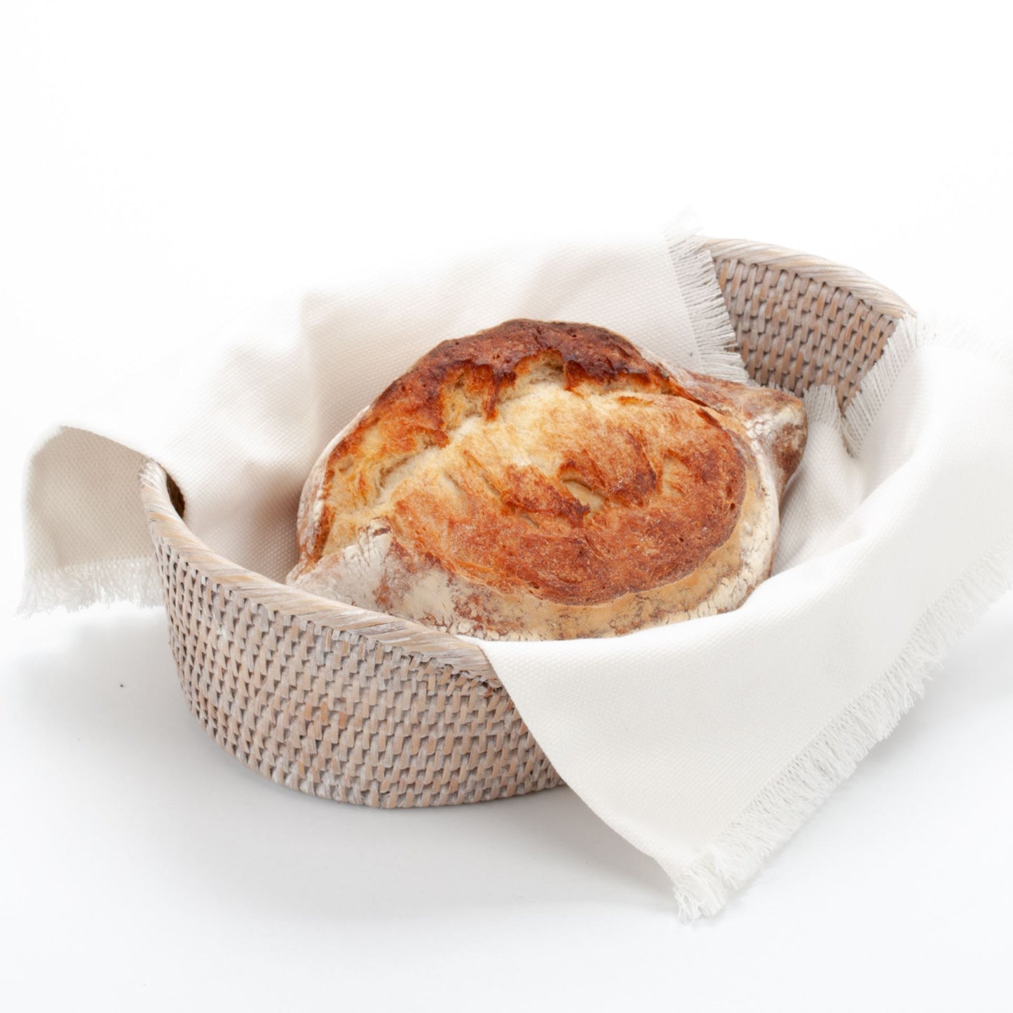 Handwoven Bread Basket Made of Natural Rattan, 30*21*7/10 cm, 71061-white