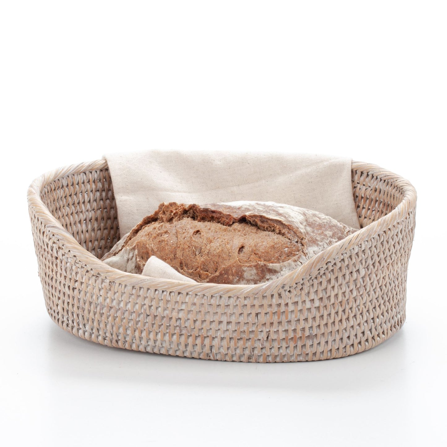 Handwoven Bread Basket Made of Natural Rattan, 30*21*7/10 cm, 71061-white