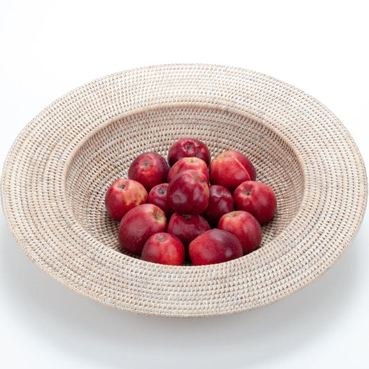 Large Woven Fruit Bowl Made of Natural Rattan, 60*10 cm, 71068-white
