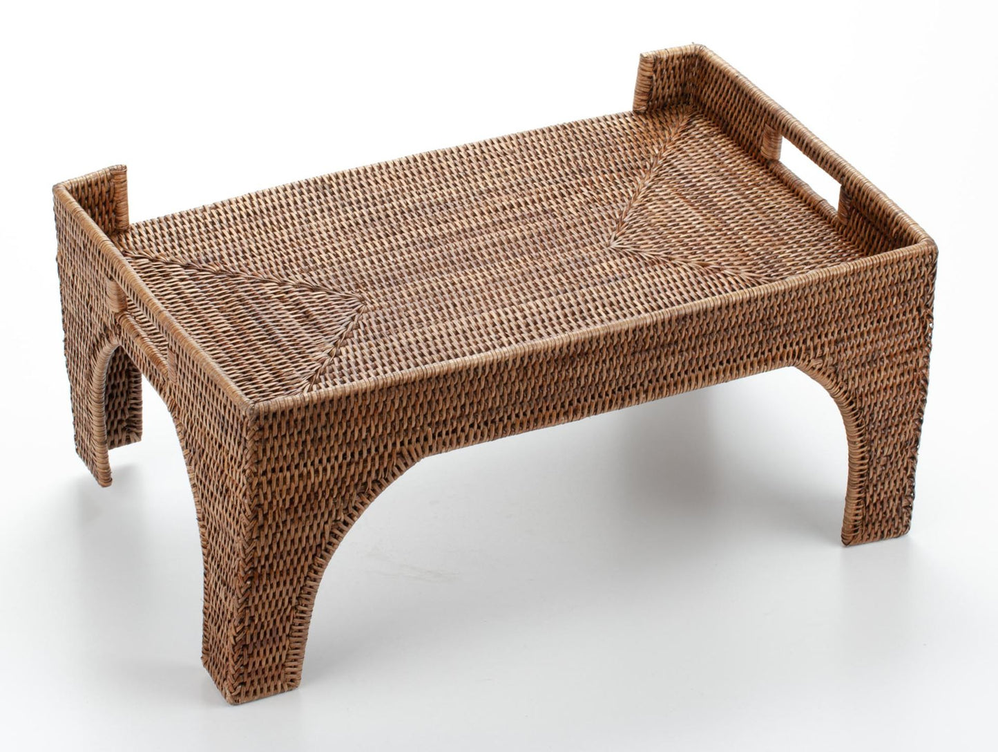 Handwoven Rattan Bed Tray Table with Legs | Breakfast in Bed Serving Tray | Boho Woven Tray with Handles | Laptop Stand