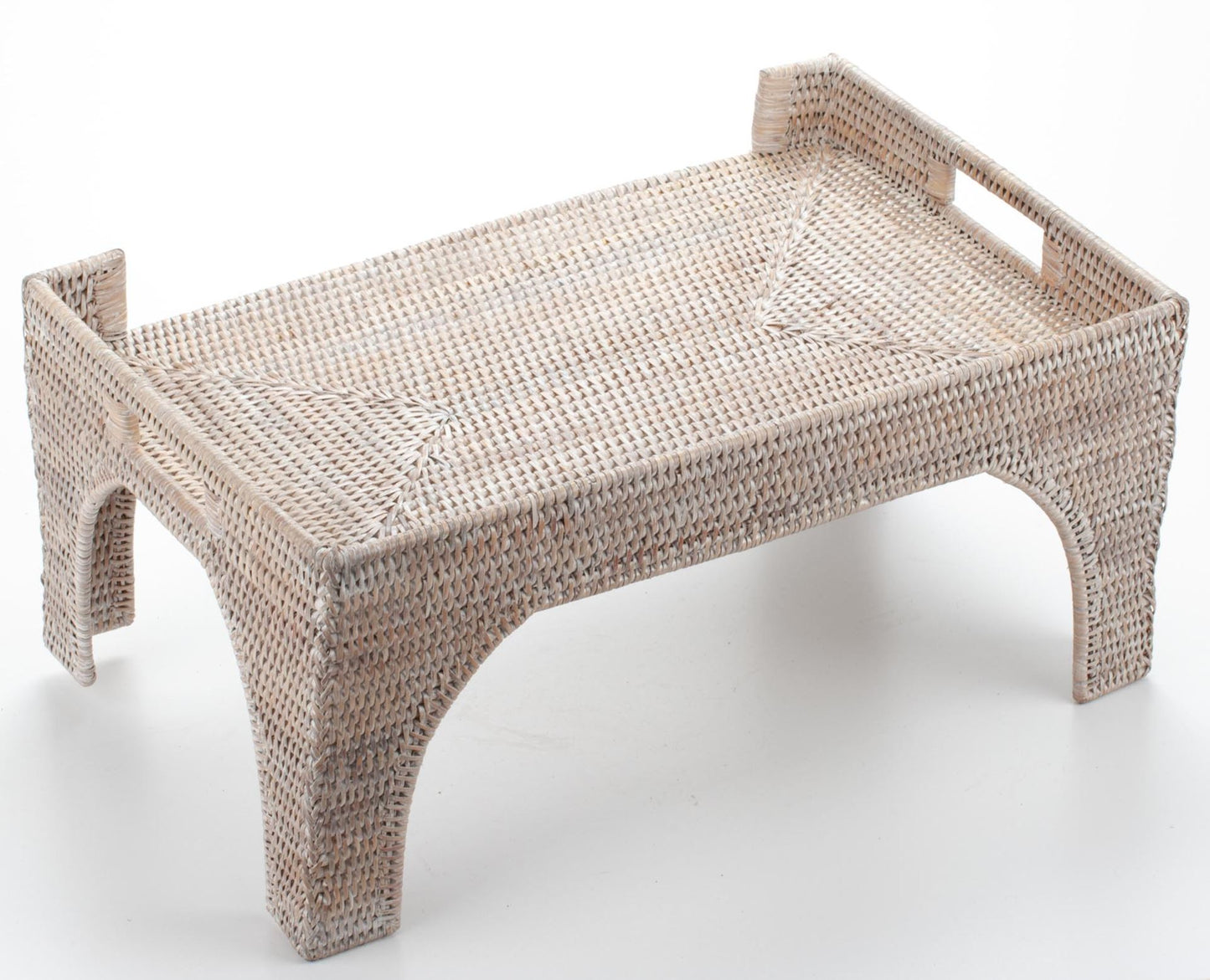 Handwoven Rattan Bed Tray Table with Legs | Breakfast in Bed Serving Tray | Boho Woven Tray with Handles | Laptop Stand