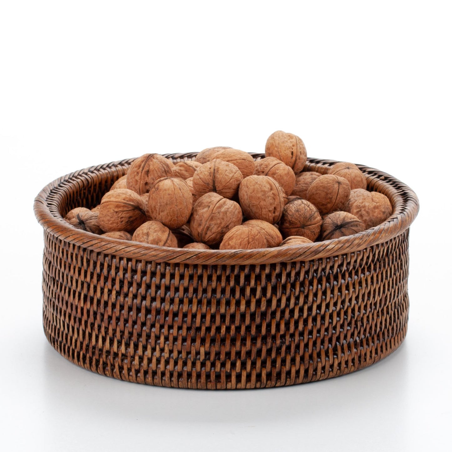 Handwoven Rattan Round Serving Bowl | Boho Natural Wicker Fruit Basket | Decorative Kitchen Storage Tray