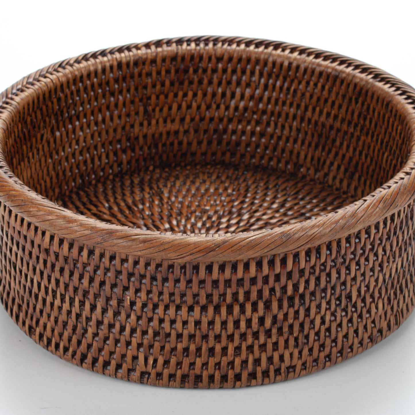 Handwoven Rattan Round Serving Bowl | Boho Natural Wicker Fruit Basket | Decorative Kitchen Storage Tray