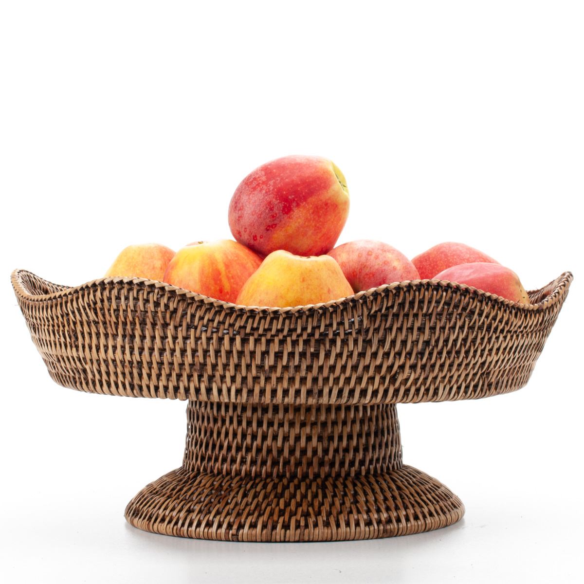 Wicker Fruit Stand on Pedestal Made of Natural Rattan, 34*16 cm, 71086-brown