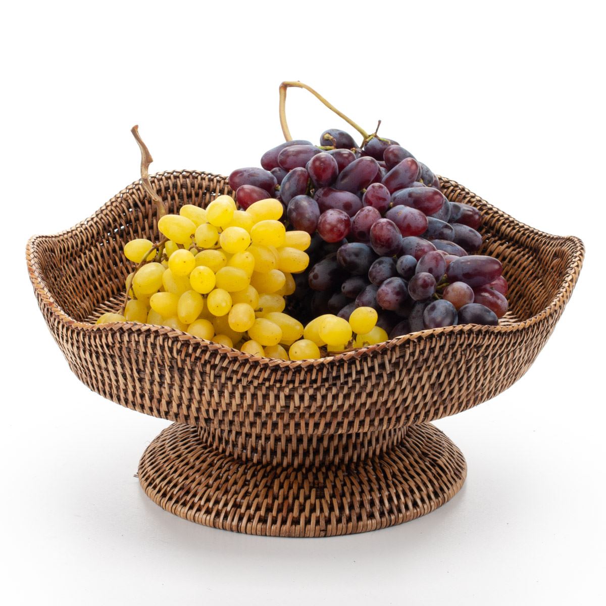 Wicker Fruit Stand on Pedestal Made of Natural Rattan, 34*16 cm, 71086-brown