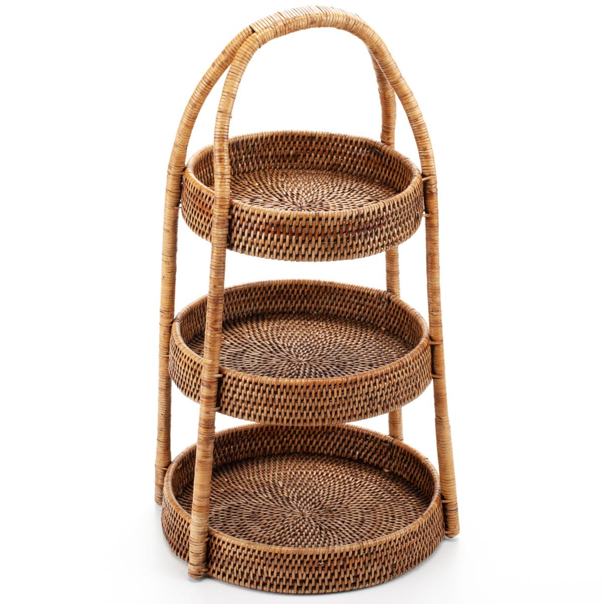 Woven Rattan Fruit Storage Shelf, 33*56 cm, 71087-brown