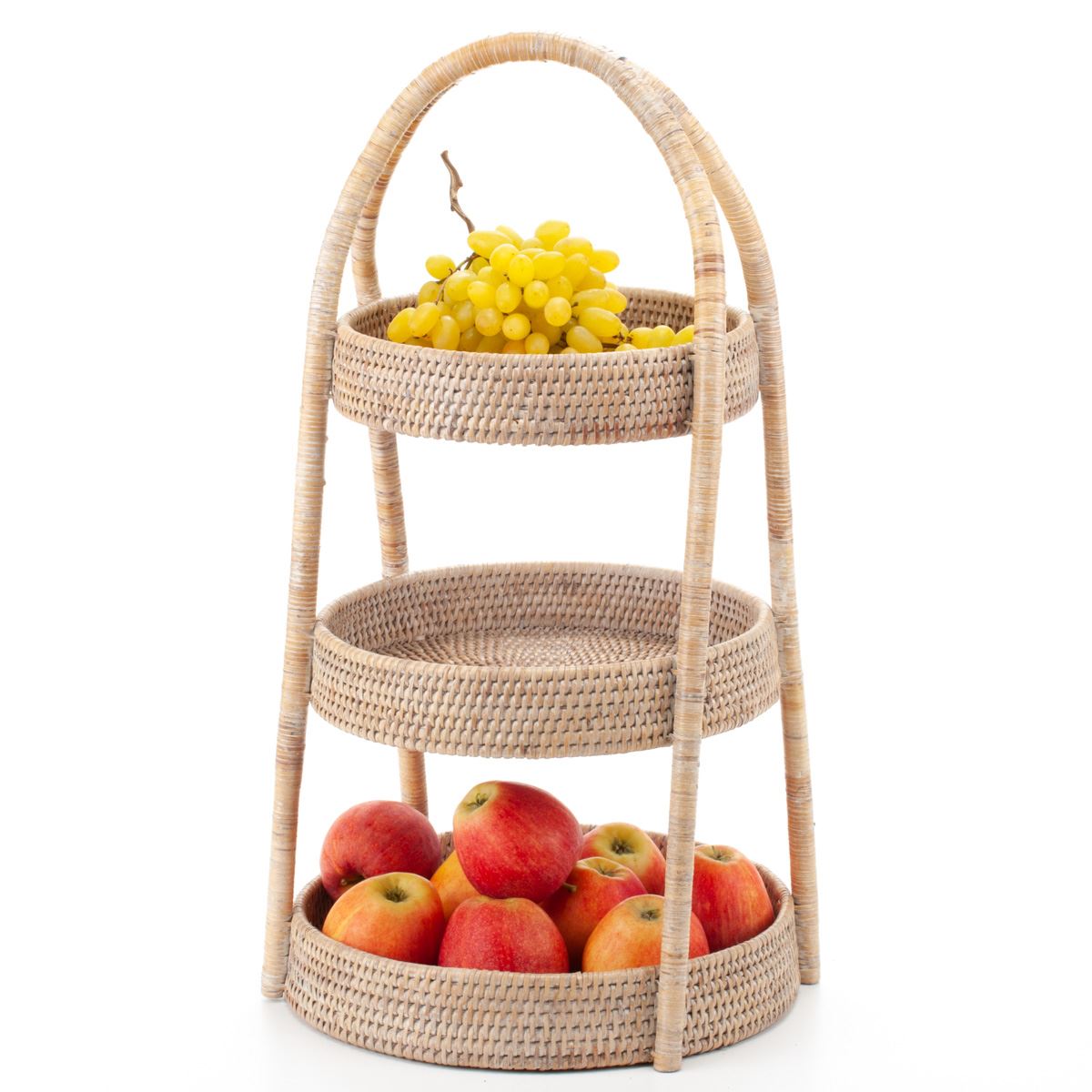 Woven Rattan Fruit Storage Stand, 33*56 cm, 71087-white