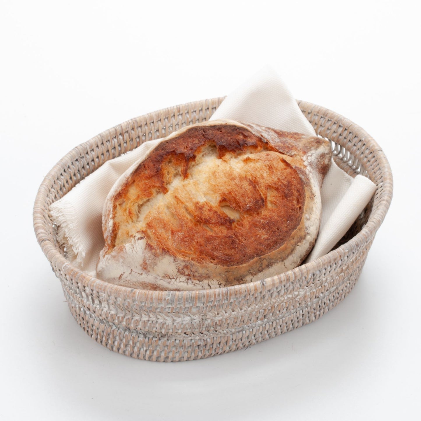 Handwoven Breadbasket Made of Natural Rattan, 29*24*9 cm, 71088-white