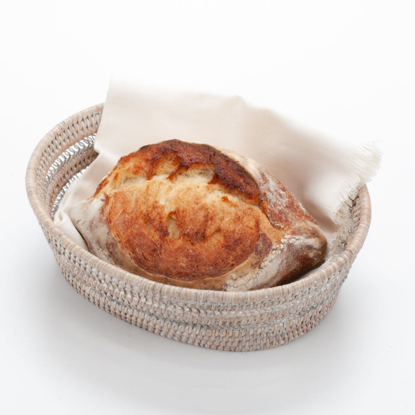 Handwoven Breadbasket Made of Natural Rattan, 29*24*9 cm, 71088-white