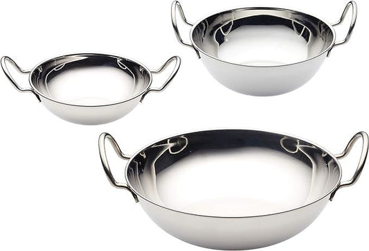 KitchenCraft Indian Balti Dish – Large Stainless Steel Curry Bowl