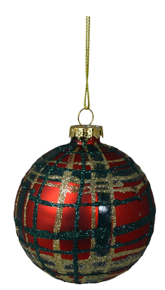 New Year's decoration Ball in Scottish style, 8 cm, 8997 New Year's decoration, 8 cm, 8997