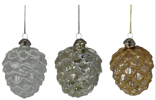 New Year's decoration Cone, glass, 7.5*10.5 cm, 9026 New Year's decoration, 9026