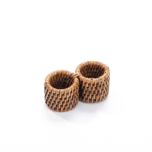 Boho Chic napkin ring set: natural rattan, handmade