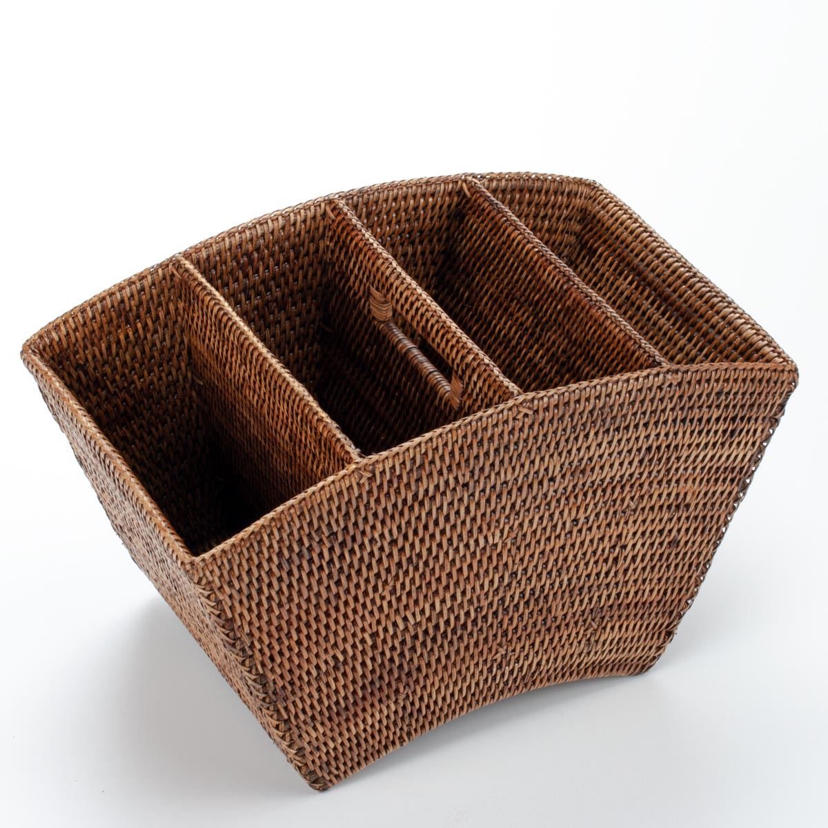 Colonial Vintage Rattan Magazine Stand Handmade Natural Rattan 43x25x28cm