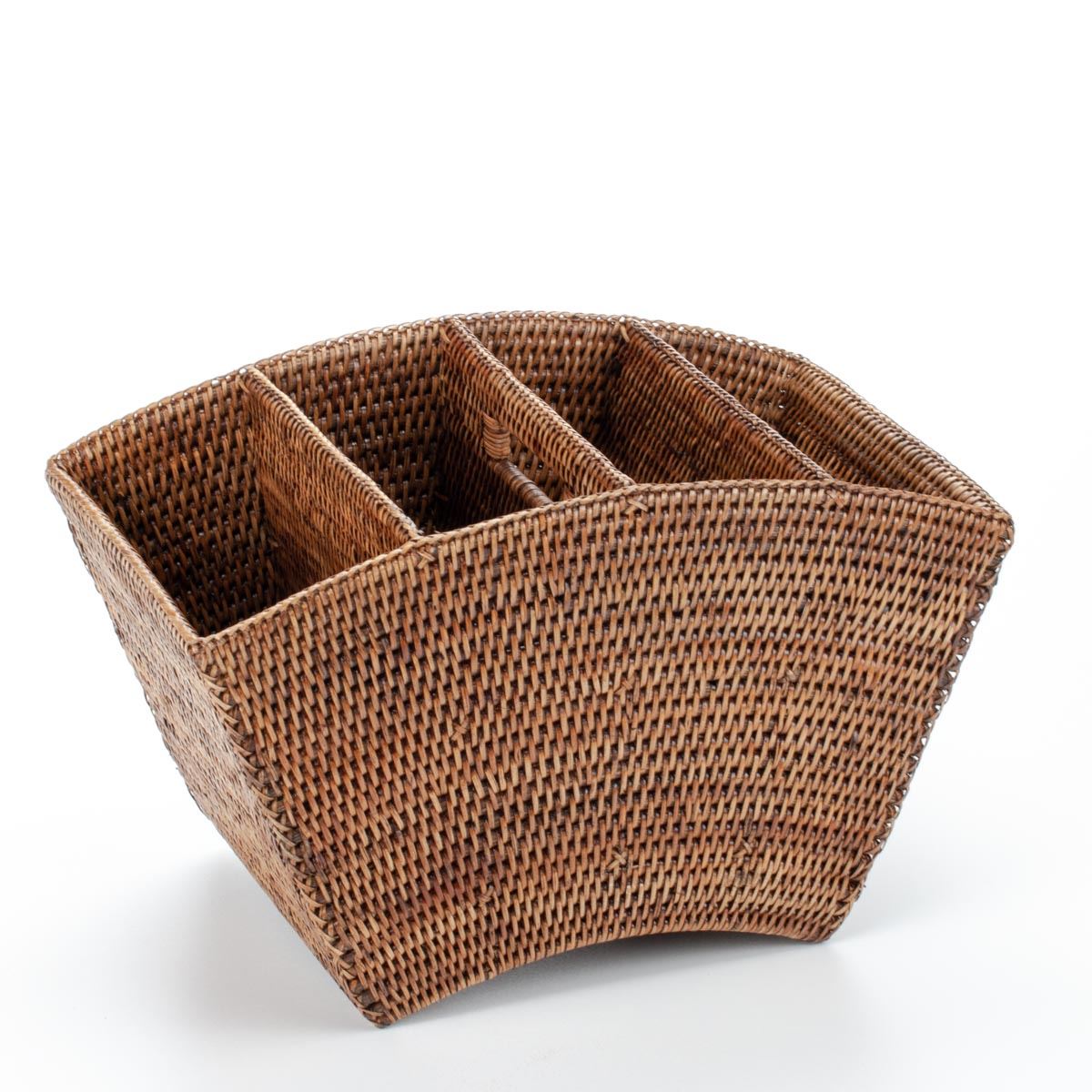 Colonial Vintage Rattan Magazine Stand Handmade Natural Rattan 43x25x28cm